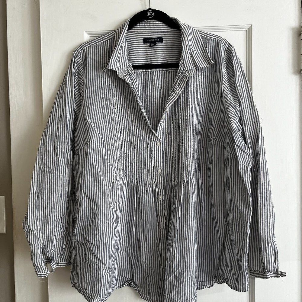 Lands' End Striped Pintucked Shirt
